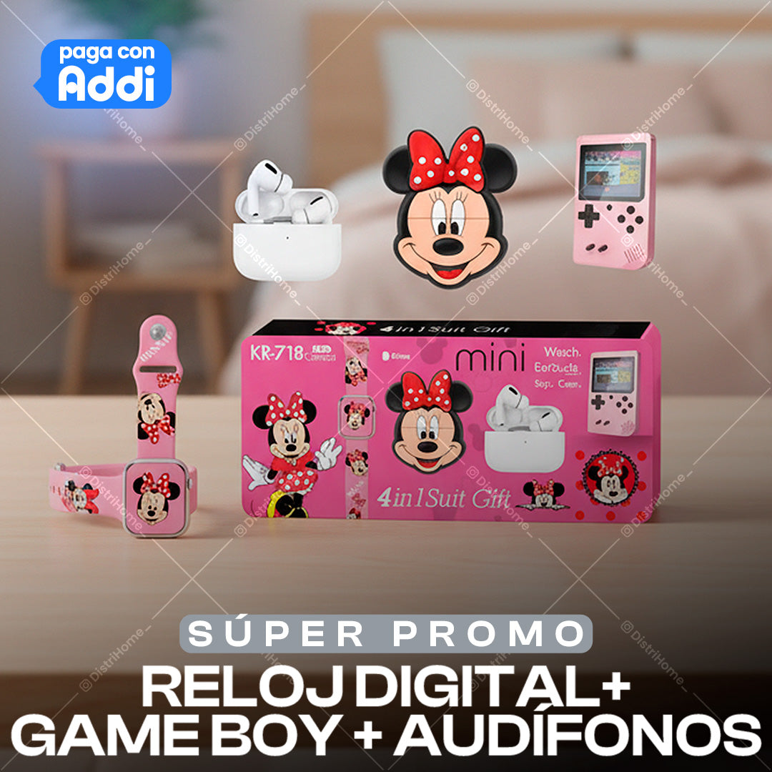 RELOJ + AUDIFONOS + GAMEBOY