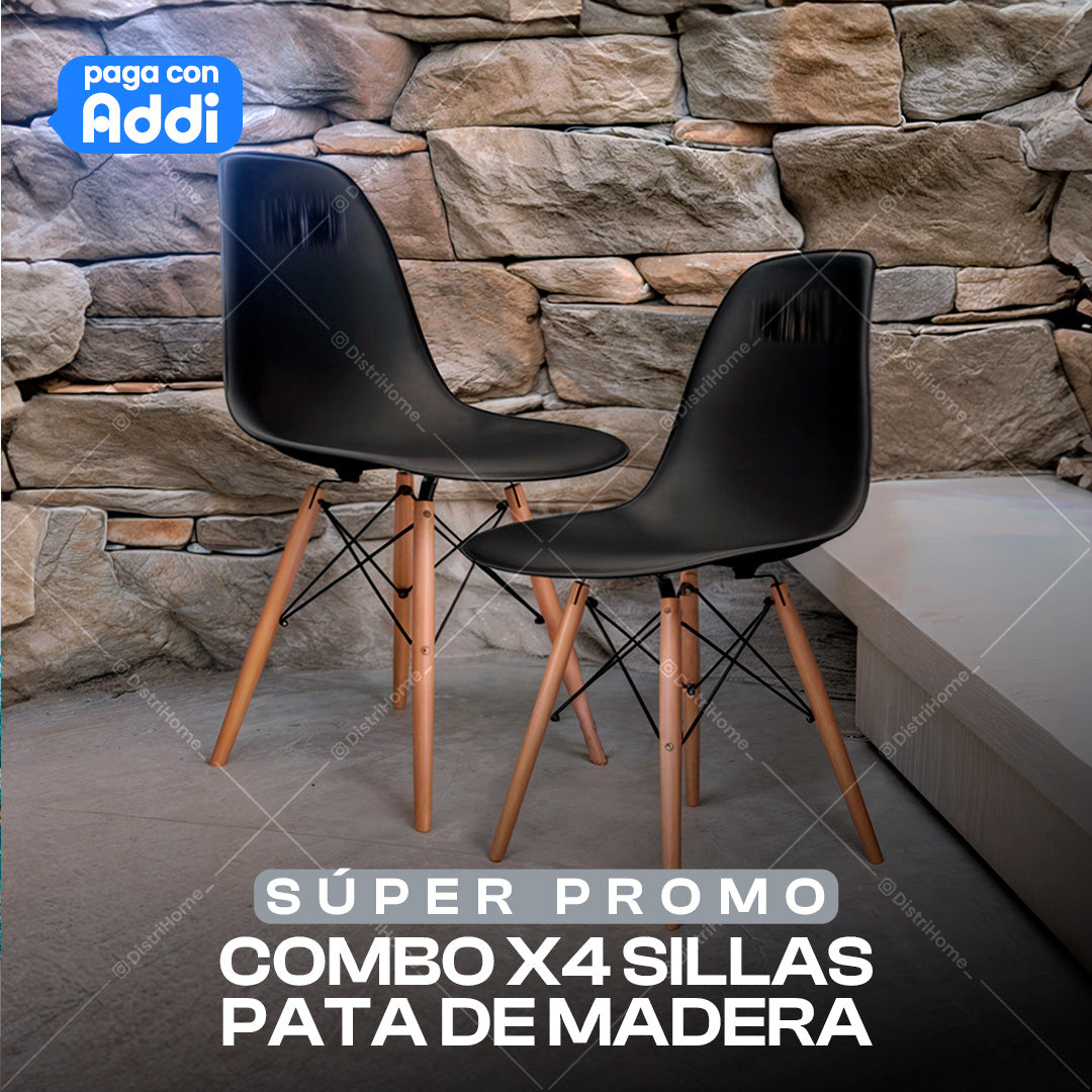 COMBO X 4 DE SILLAS DE MADERA