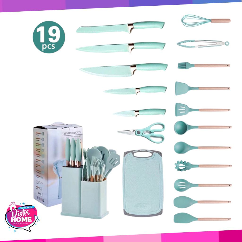 UTENSILIOS DE COCINA + CUCHILLO + TABLA