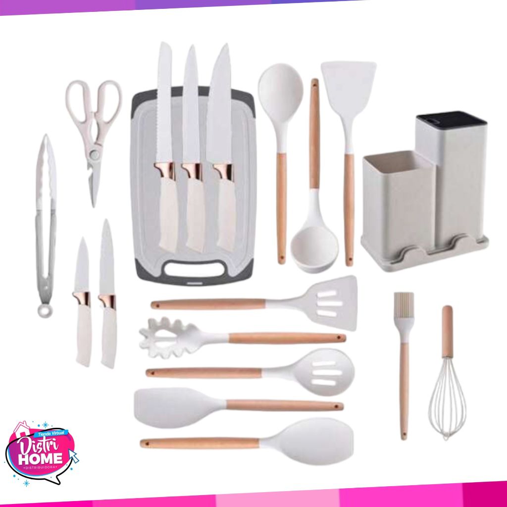 UTENSILIOS DE COCINA + CUCHILLO + TABLA