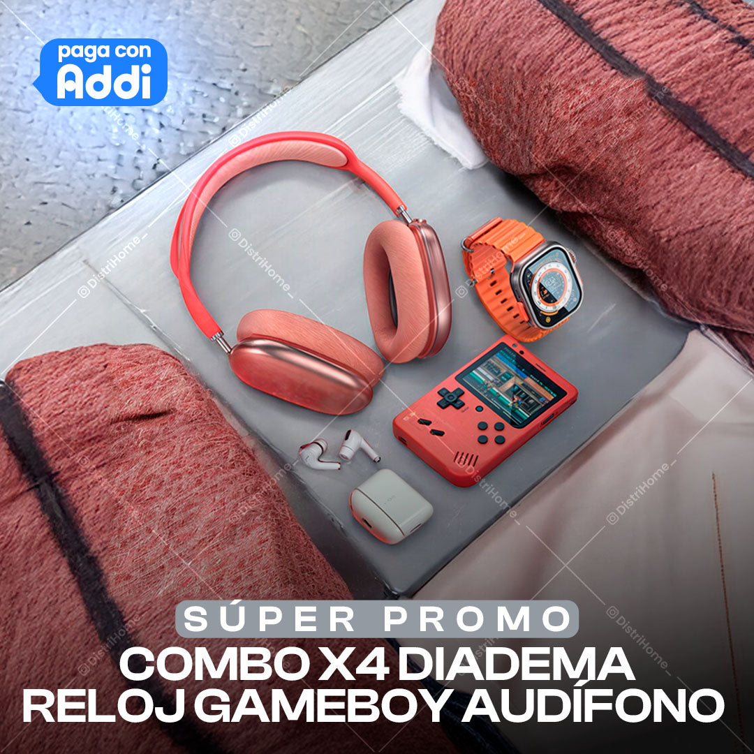 COMBO X4 DIADEMA + RELOJ +GAMBOY + AUDIFONO