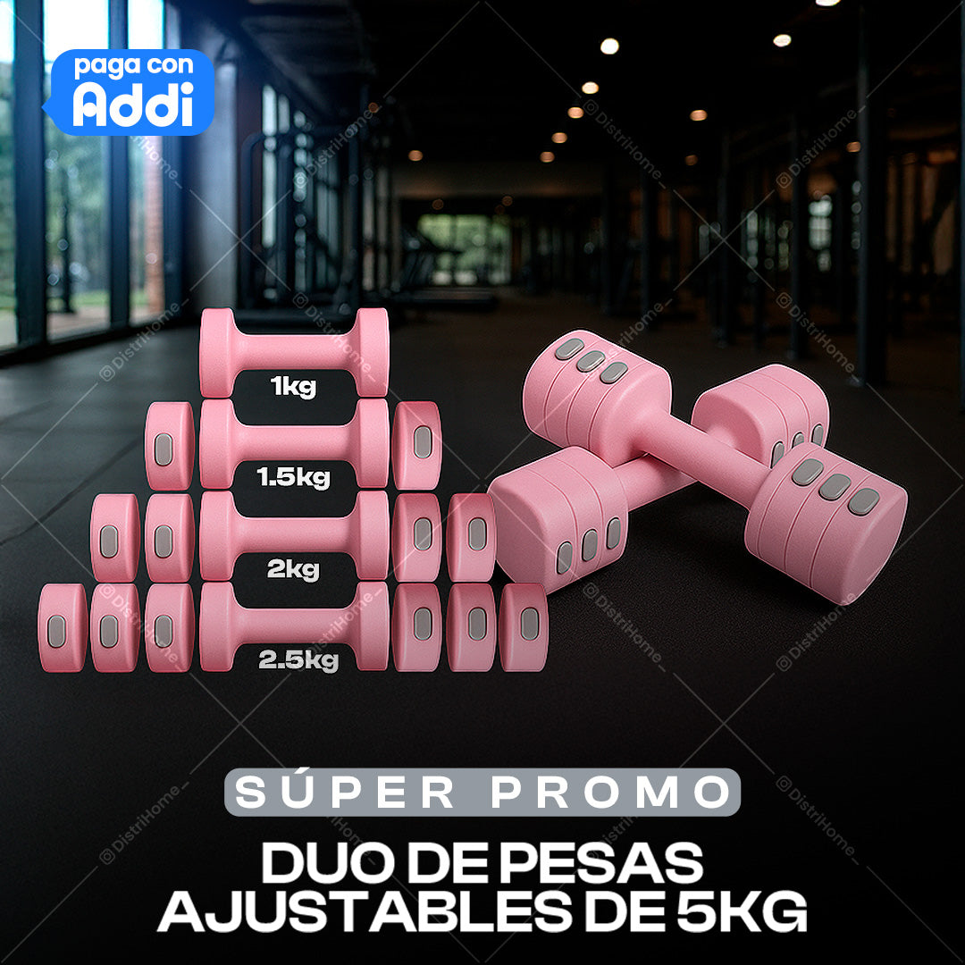 JUEGO DE 2X PESAS DE 5 KG AJUSTABLES