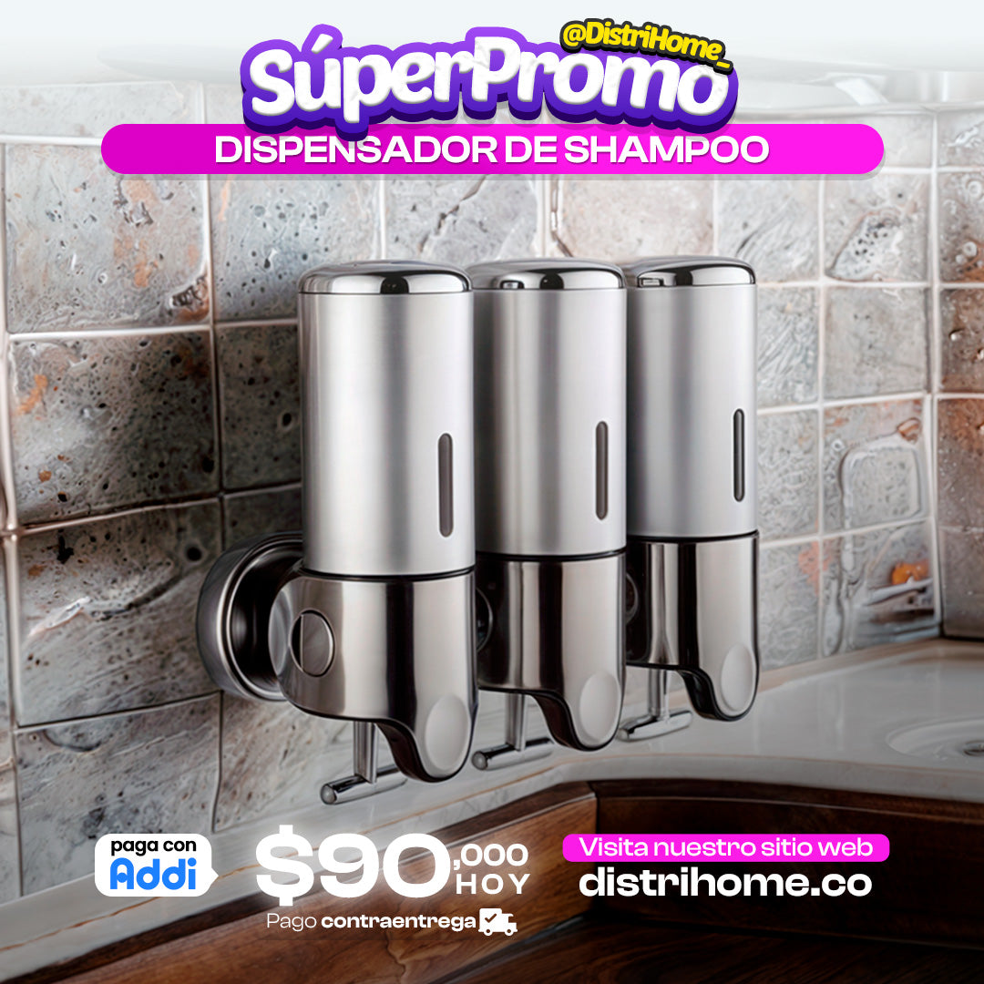 DISPENSADOR DE SHAMPOO 3 COMPARTIMIENTOS HOGAR