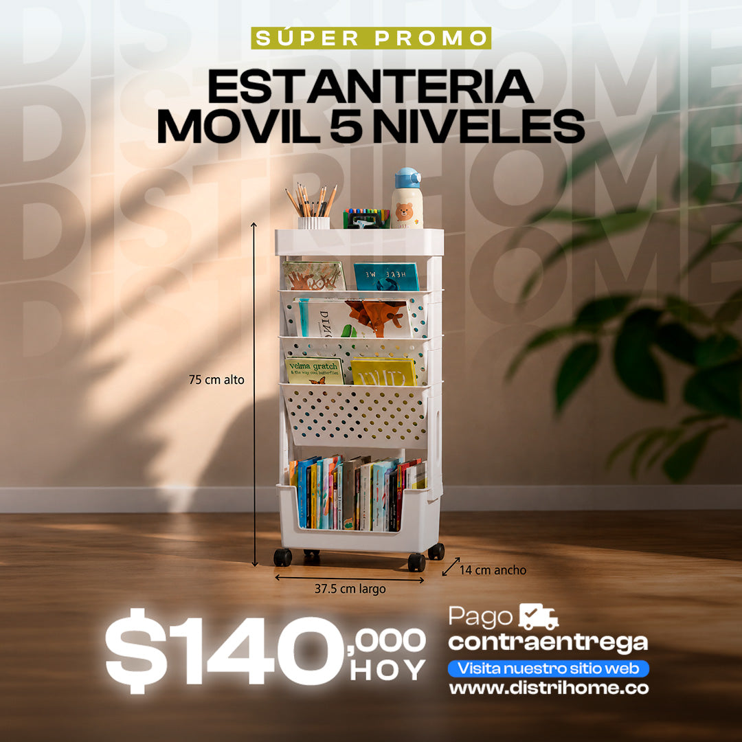 CARRITO ORGANIZADOR UTILES Y LIBROS 5 NIVELES