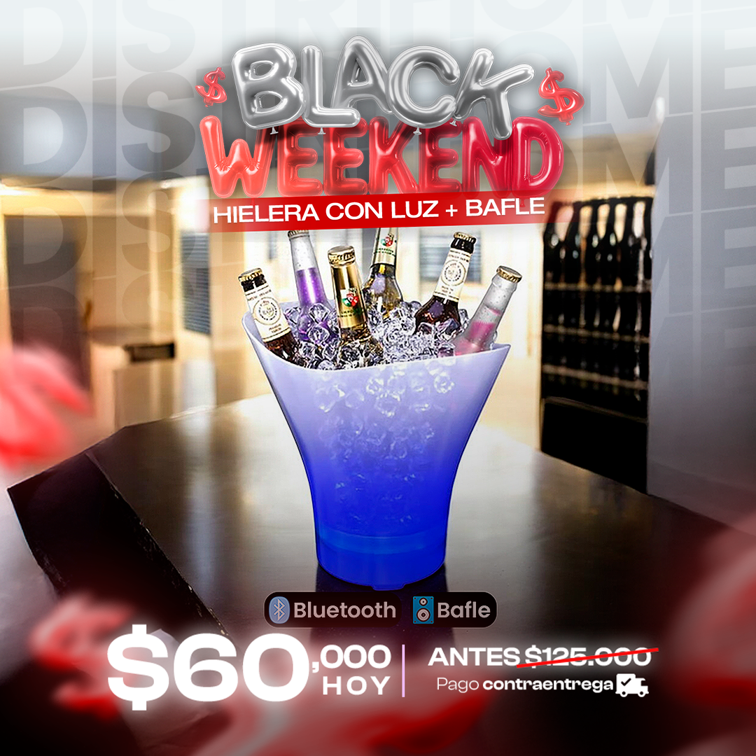 HIELERA + BAFLE + LUCES + BALDE