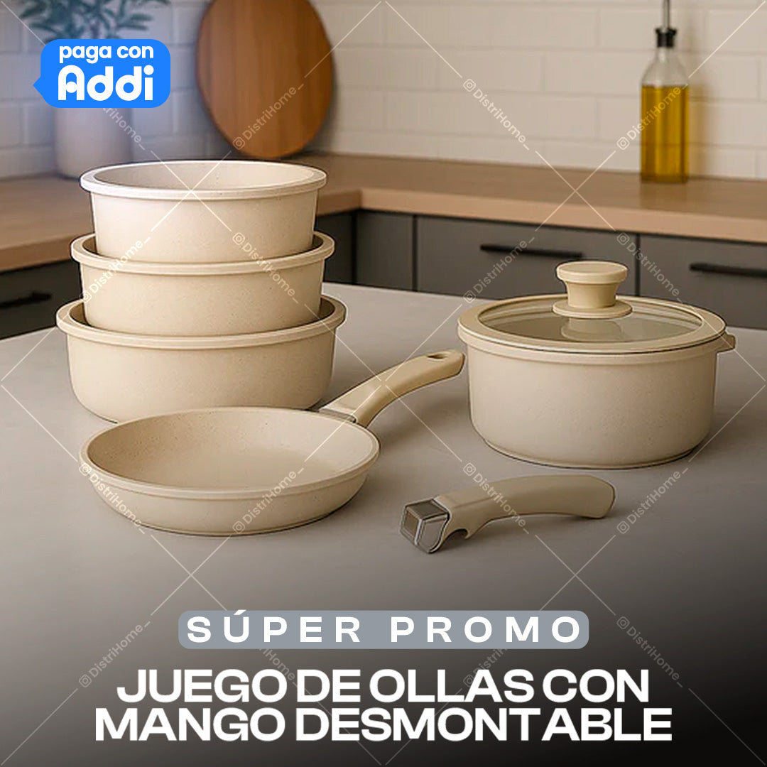 JUEGO DE OLLA CON MANGO ADAPTABLE