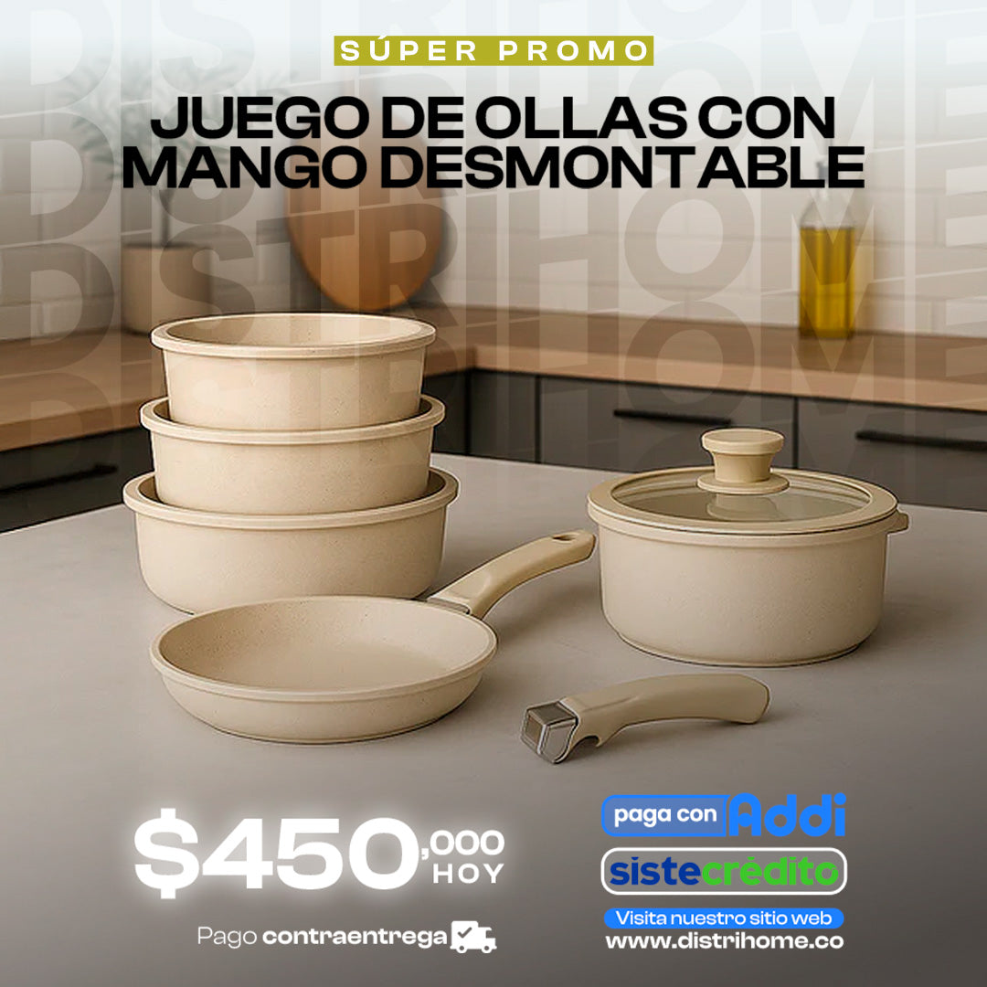 JUEGO DE OLLA CON MANGO ADAPTABLE
