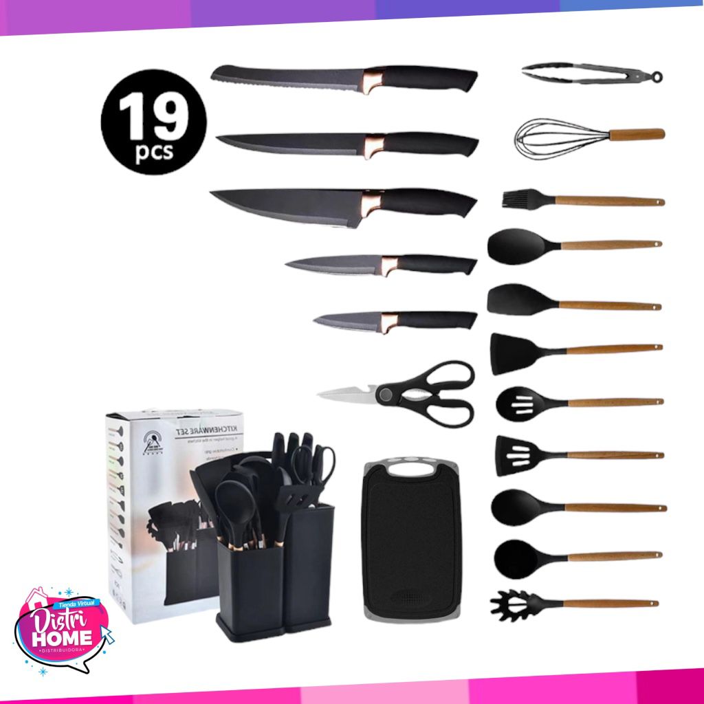 UTENSILIOS DE COCINA + CUCHILLO + TABLA