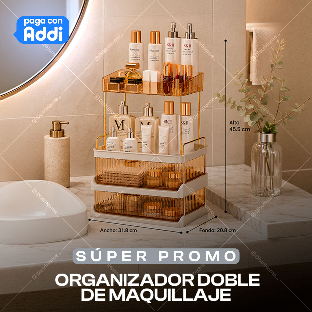 ORGANIZADOR DE MAQUILLAJE DOBLE