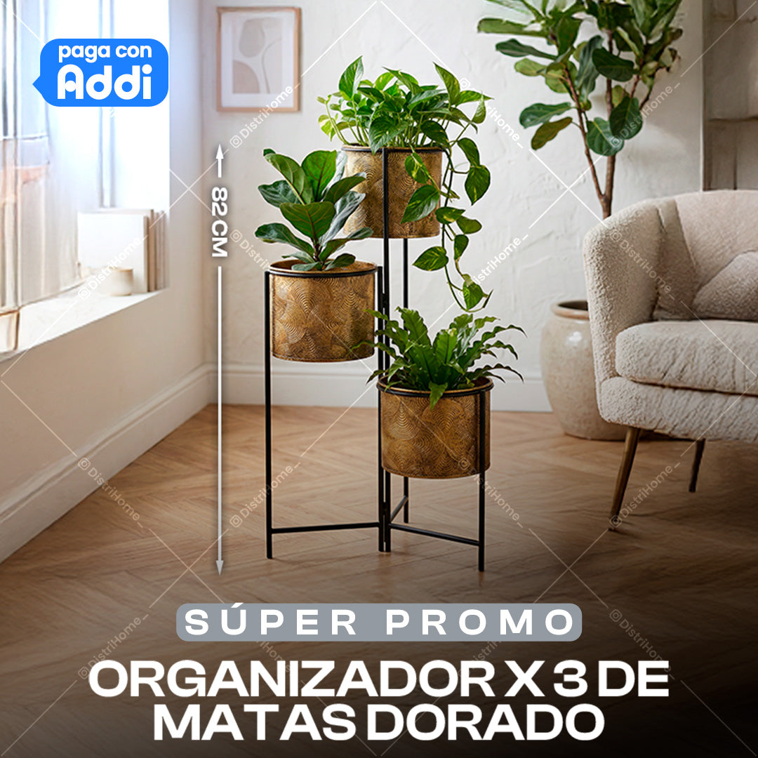 ORGANIZADOR DE PLANTAS METALICO 3 NIVELES DISEÑO 1