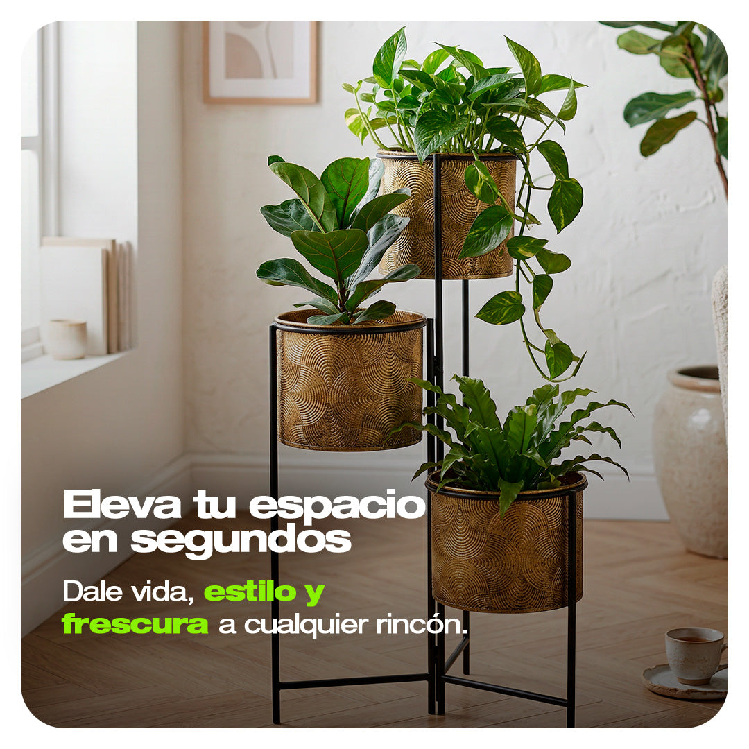 ORGANIZADOR DE PLANTAS METALICO 3 NIVELES DISEÑO 1
