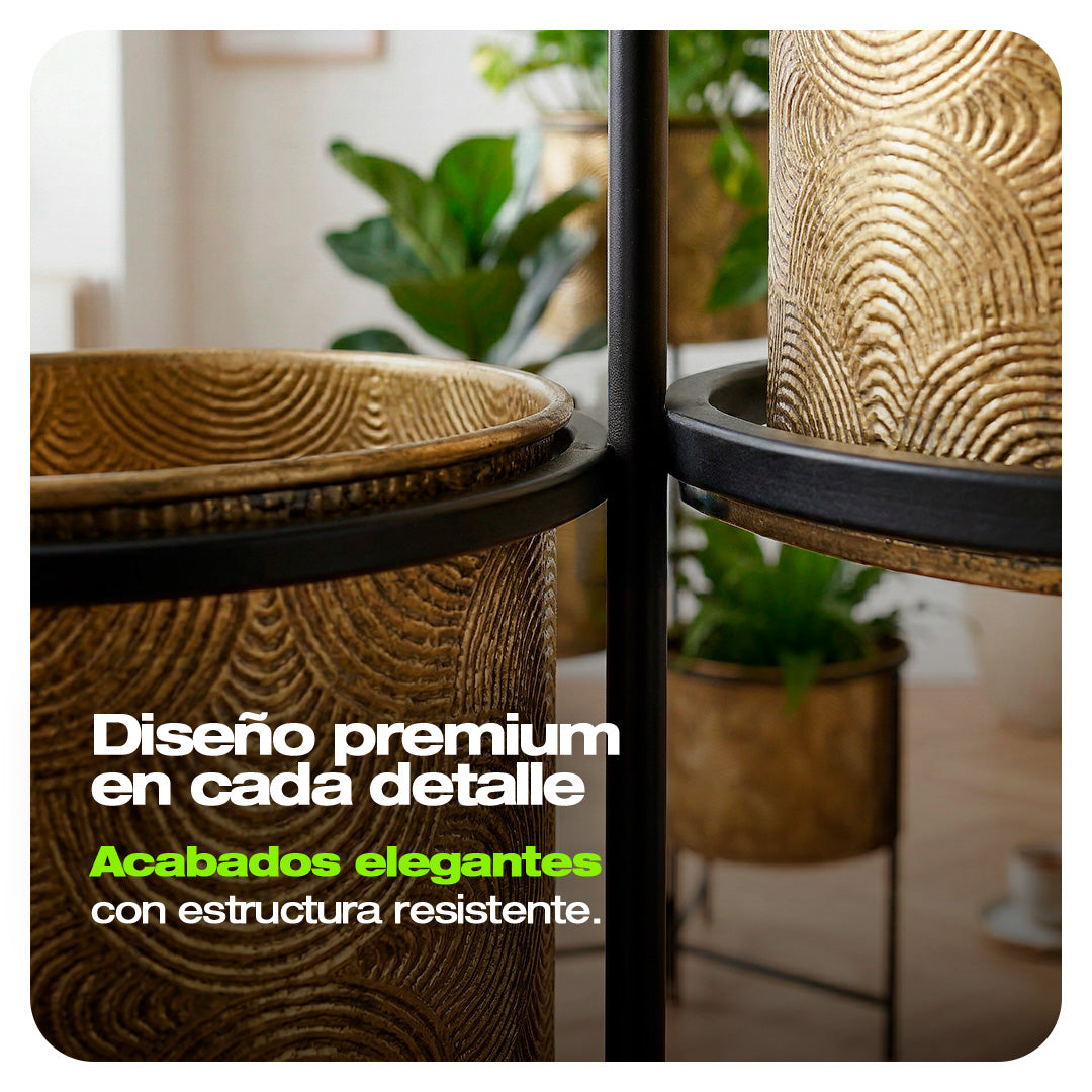 ORGANIZADOR DE PLANTAS METALICO 3 NIVELES DISEÑO 1