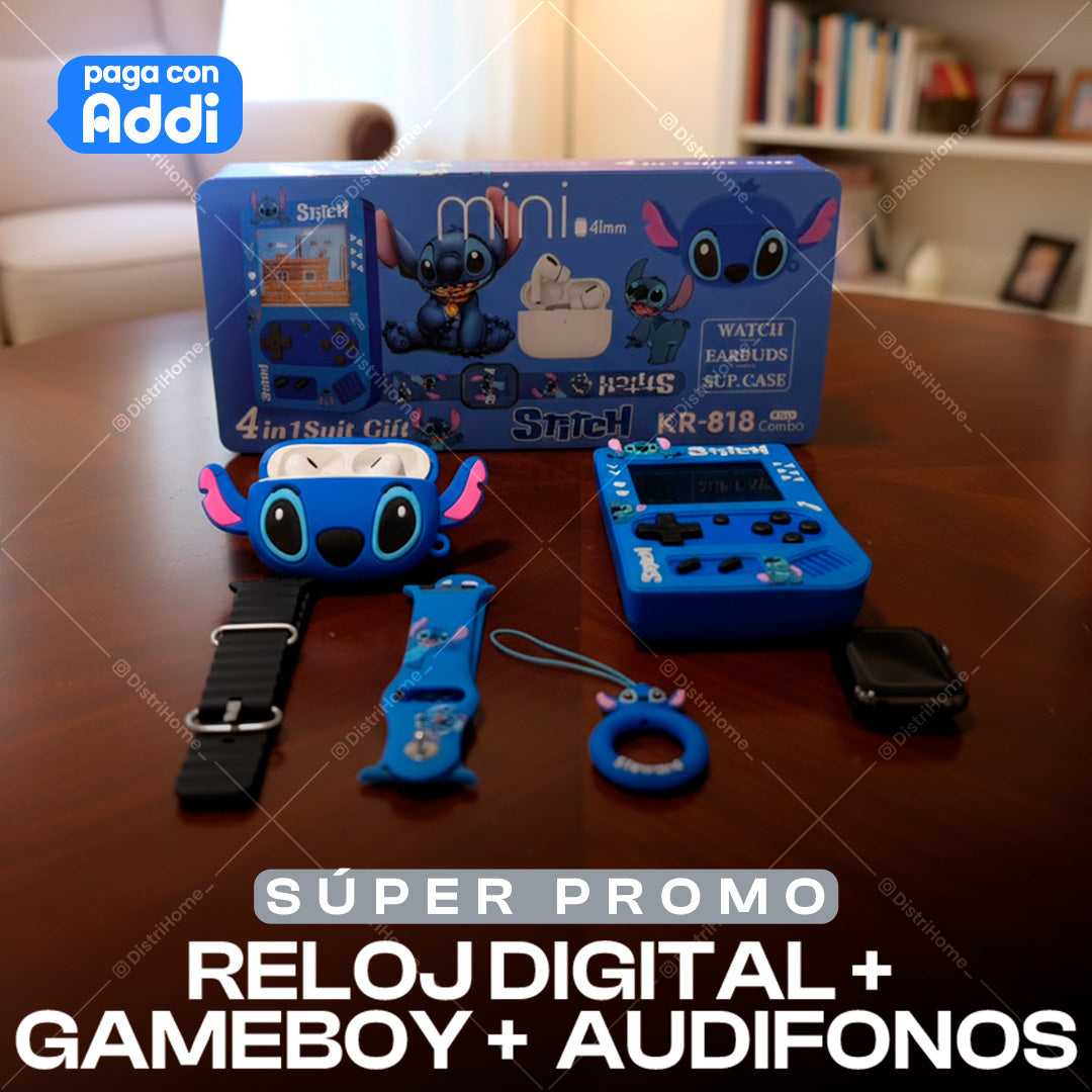 RELOJ + AUDIFONOS + GAMEBOY