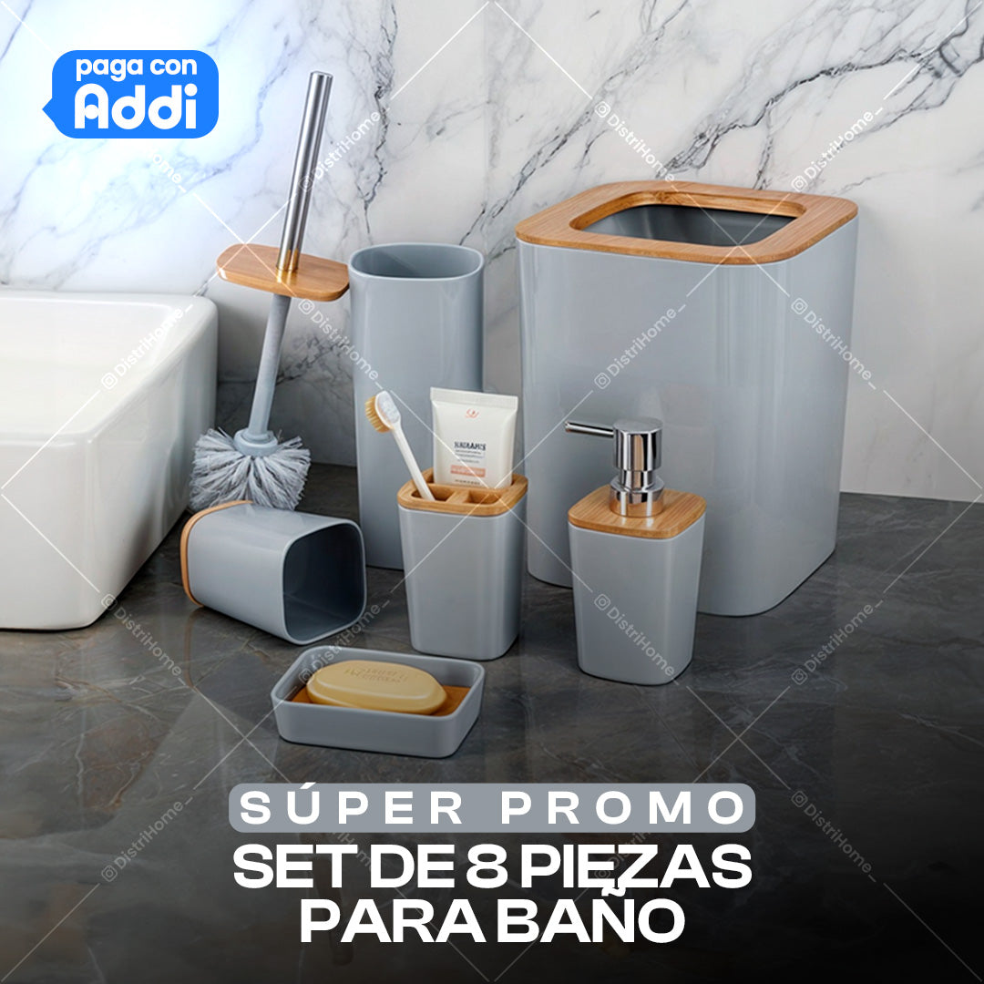 SET 6 EN 1 DE BAÑO EN MADERA NEGRO