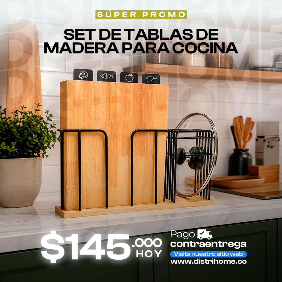 TABLAS DE PICAR EN MADERA X4 + BASE CUCHILLO