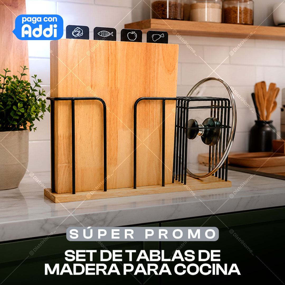 TABLAS DE PICAR EN MADERA X4 + BASE CUCHILLO