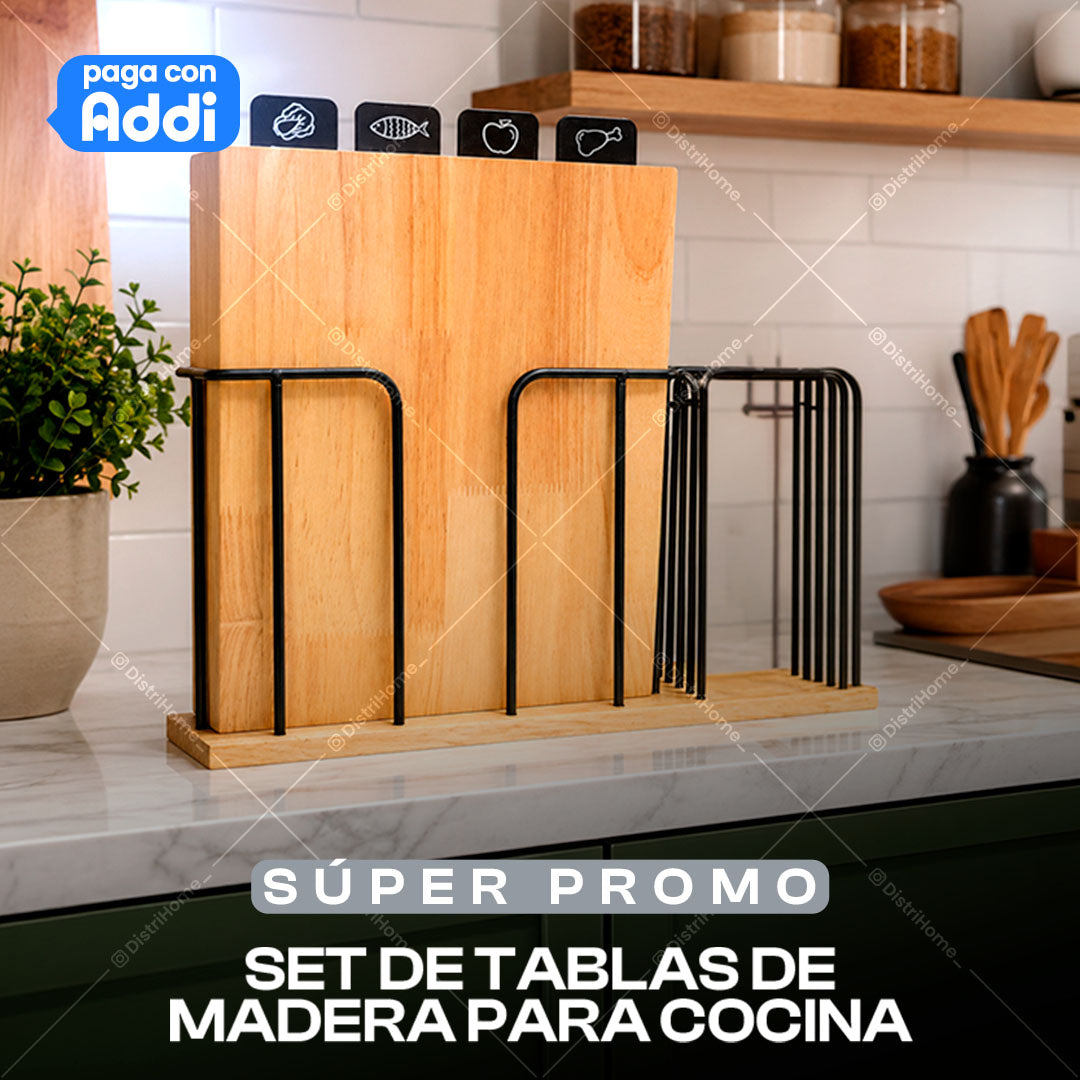 TABLAS DE PICAR EN MADERA X4 + BASE CUCHILLO