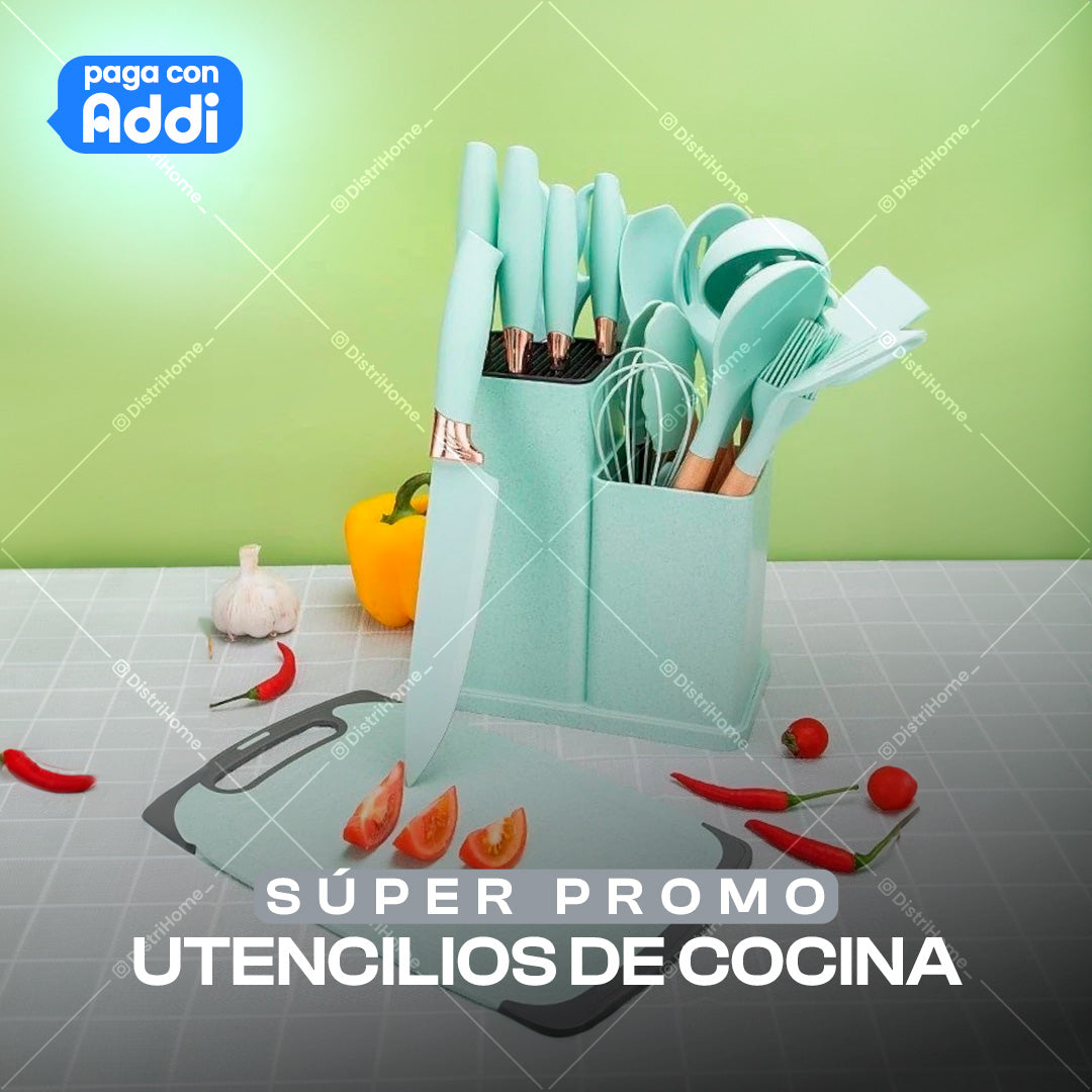 UTENSILIOS DE COCINA + CUCHILLO + TABLA
