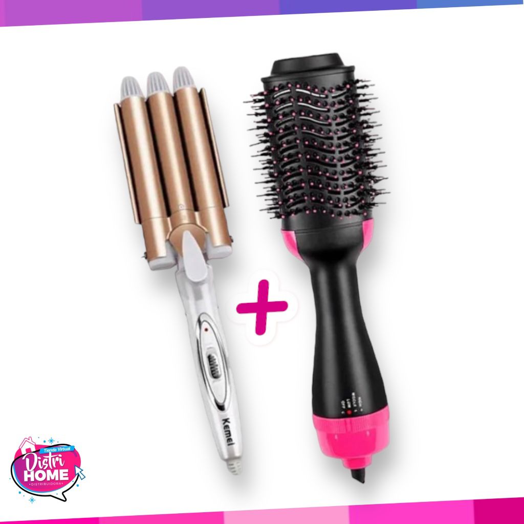 COMBO RIZADORA SIRENA + CEPILLO SECADOR