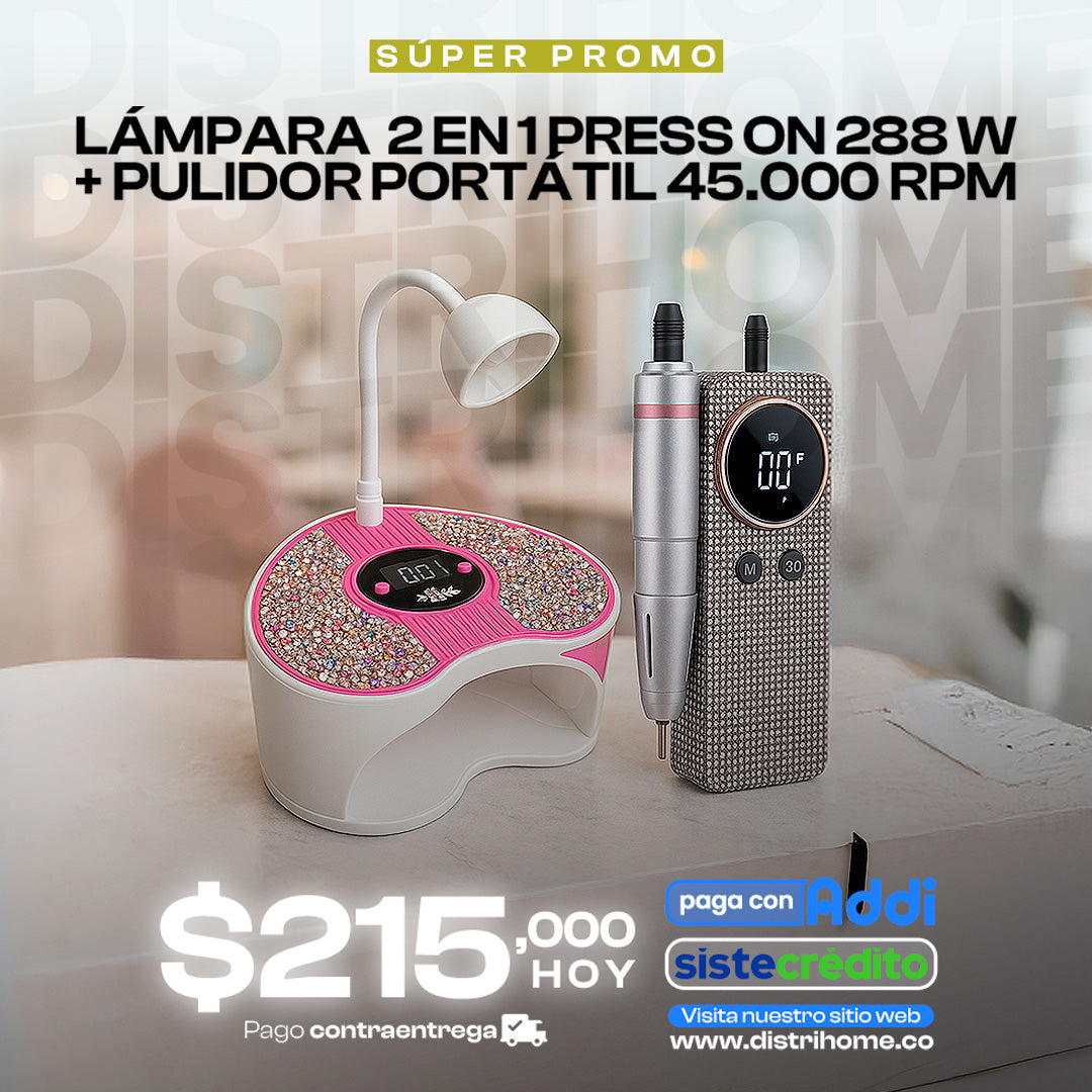 COMBO LAMPARA 2 EN 1 PRESS ON 288W + PULIDOR PORTATIL 45.000 RPM