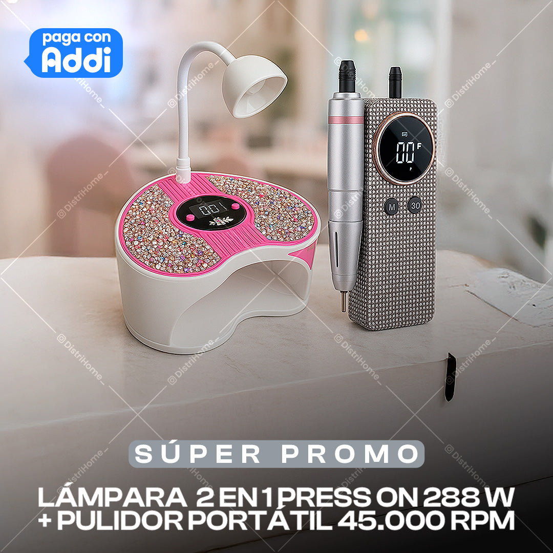 COMBO LAMPARA 2 EN 1 PRESS ON 288W + PULIDOR PORTATIL 45.000 RPM