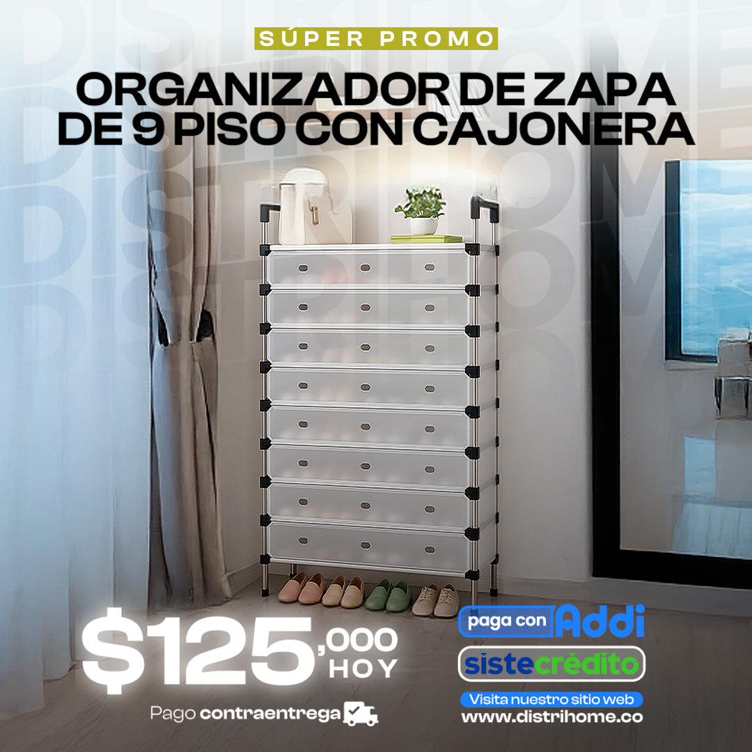 ORGANIZADOR DE ZAPATOS 9 PISOS CON CAJONES