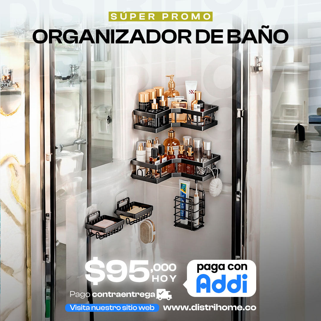 ORGANIZADOR DE BAÑO METALICO ADHESIVO