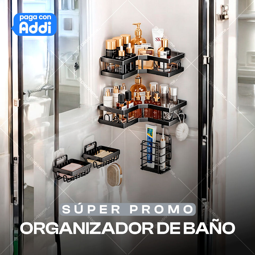 ORGANIZADOR DE BAÑO METALICO ADHESIVO