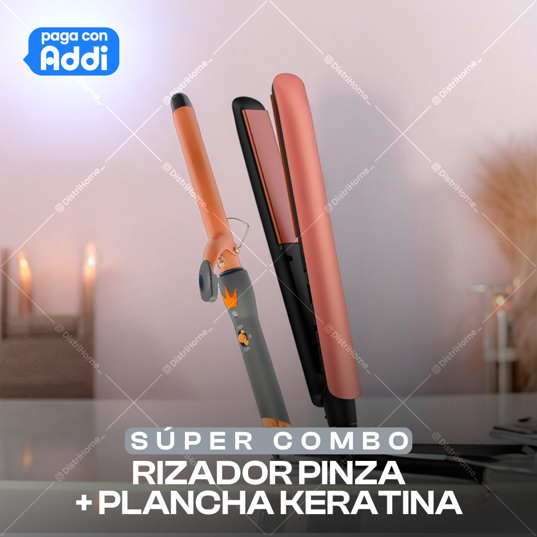 COMBO RIZADORA PINZA + PLANCHA KERATINA