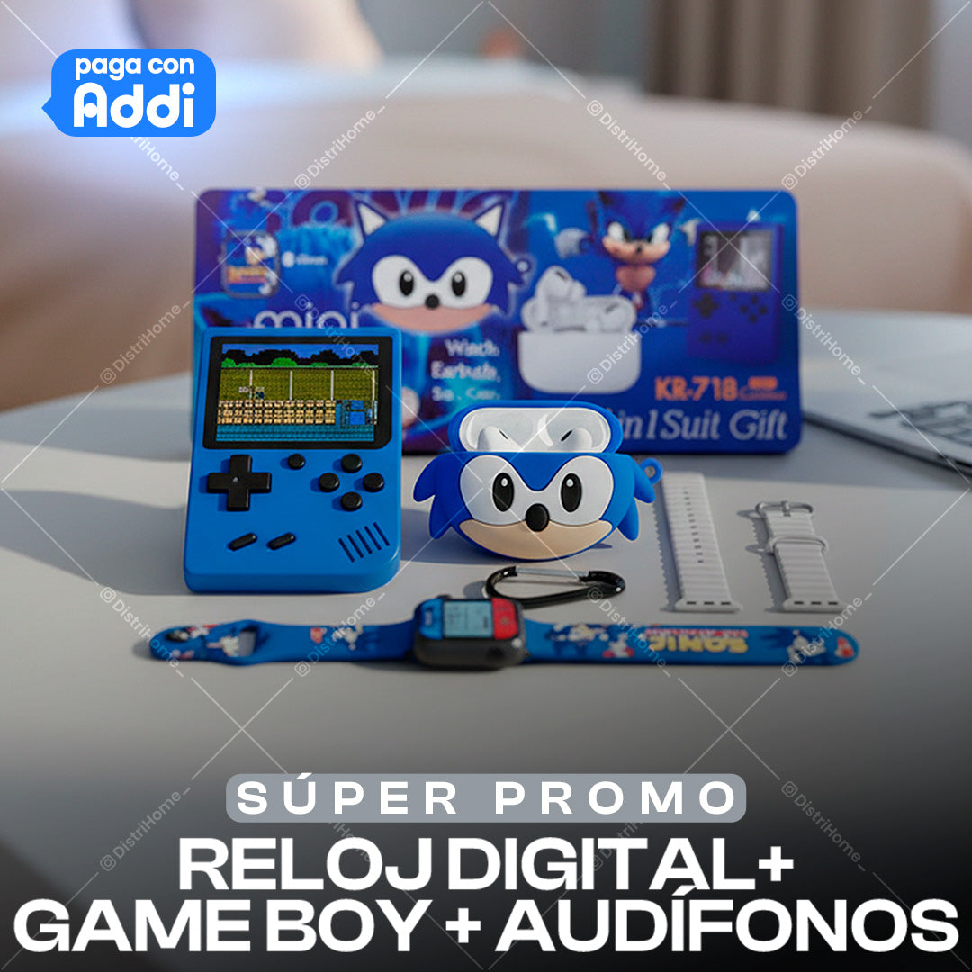 RELOJ + AUDIFONOS + GAMEBOY