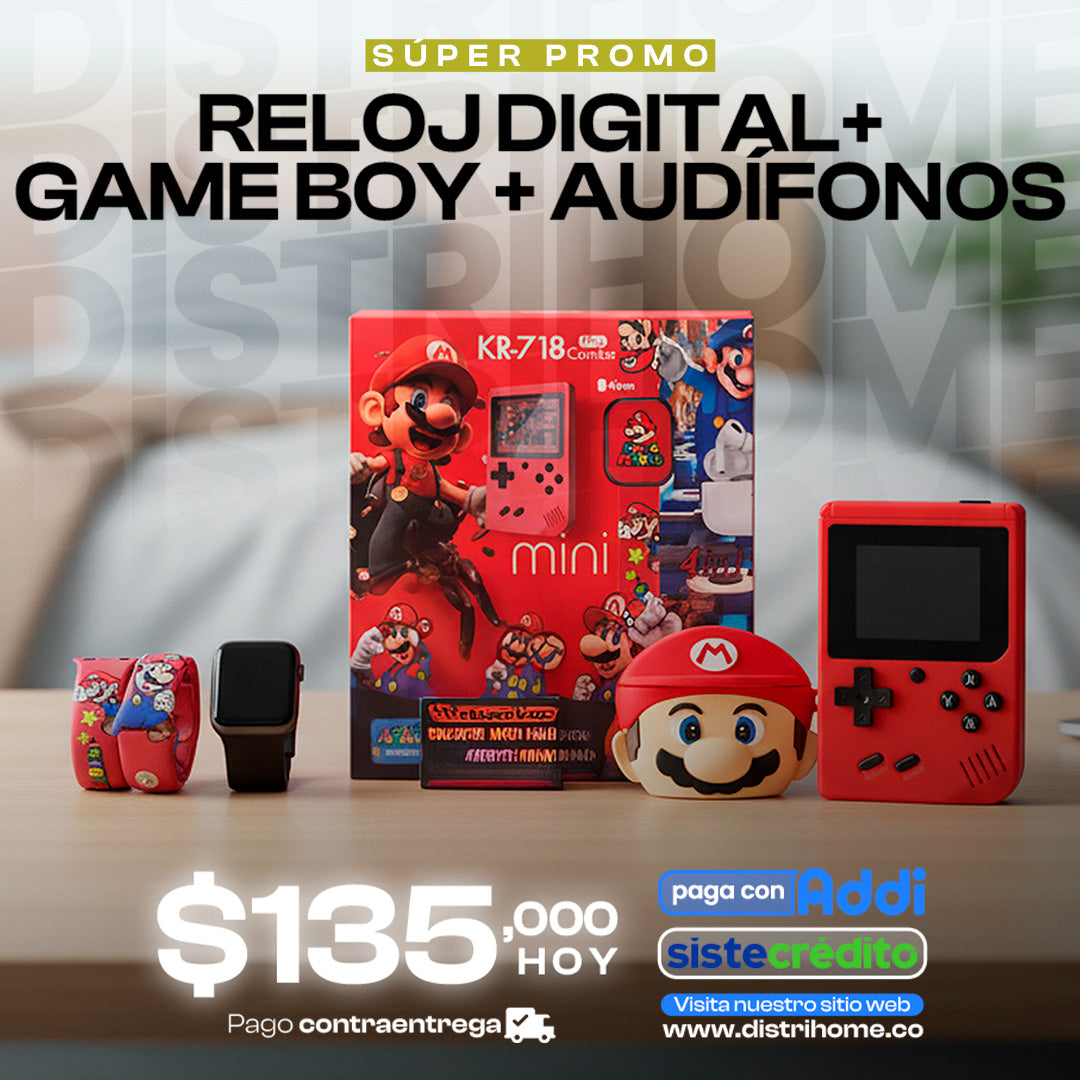 RELOJ + AUDIFONOS + GAMEBOY