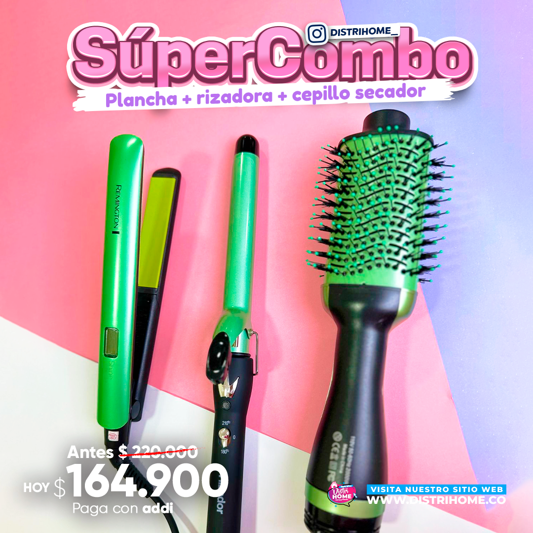 Combo plancha Aguacate + Cepillo Aguacate + Rizadora tubo aguacate