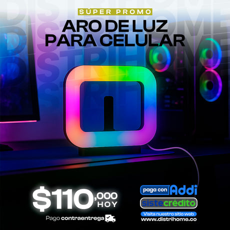 ARO DE LUZ CUADRADO PARA CELULAR