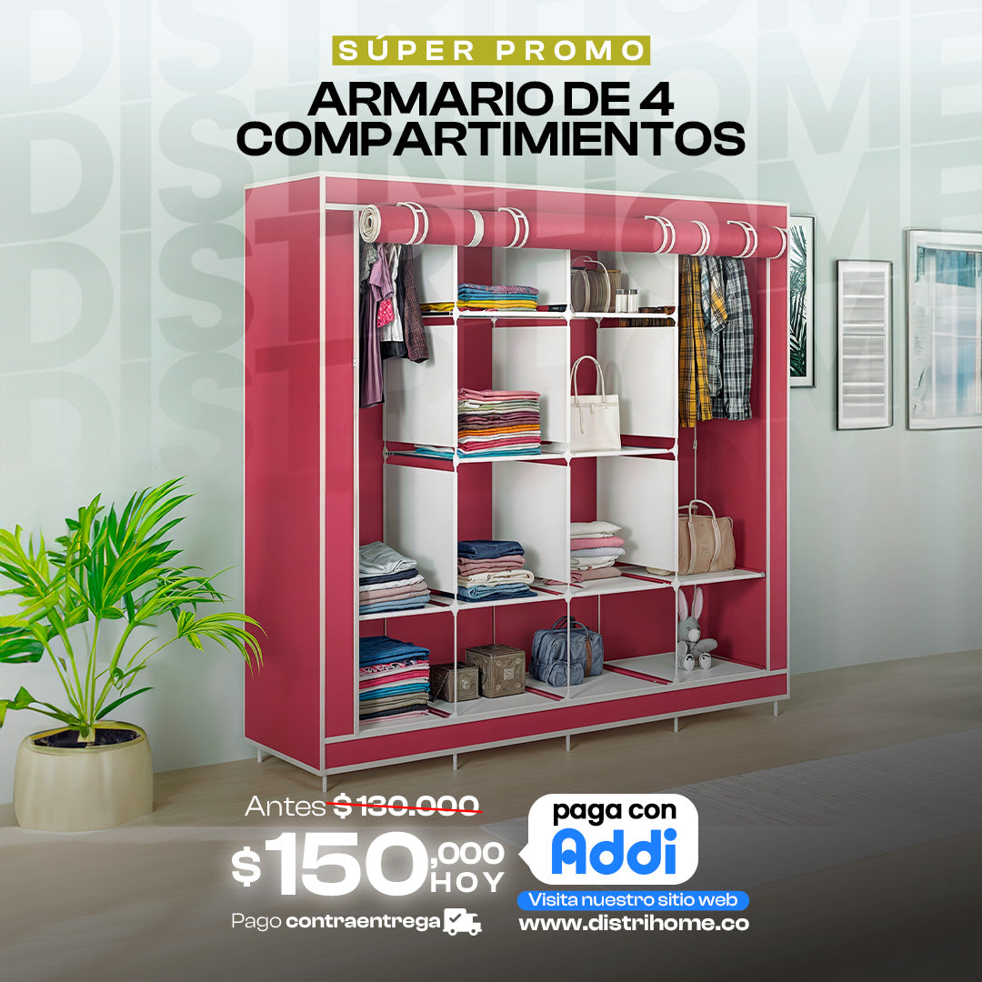 ARMARIO DE 4 COMPARTIMIENTOS HOGAR
