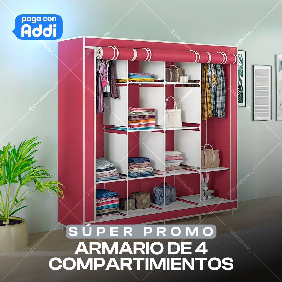 ARMARIO DE 4 COMPARTIMIENTOS HOGAR