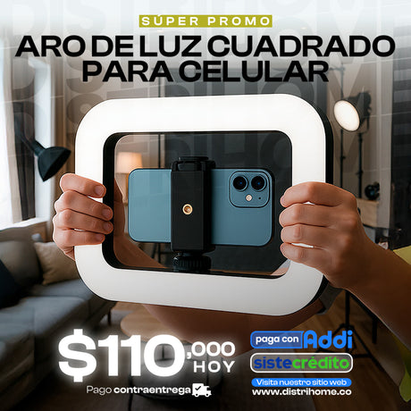 ARO DE LUZ CUADRADO PARA CELULAR