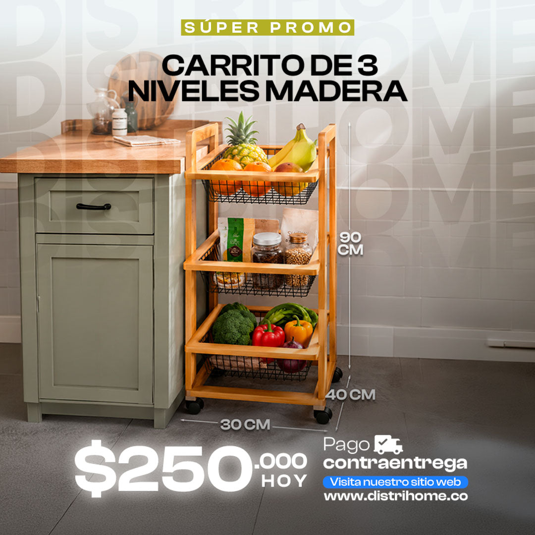 CARRO DE MADERA 3 NIVELES