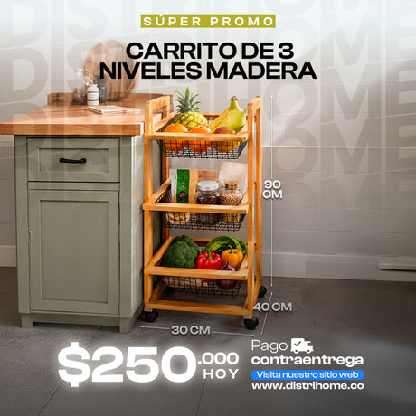 CARRO DE MADERA 3 NIVELES