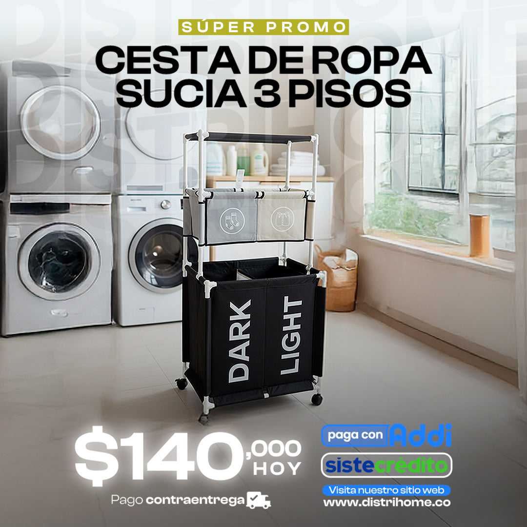 CESTA DE ROPA SUCIA DE 3 PISOS