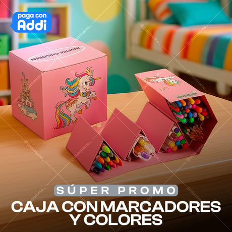 CAJA PLEGABLE DE MARCADORES Y COLORES