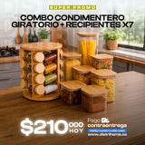 COMBO RECIPIENTES X7 + CONDIMENTERO MADERA