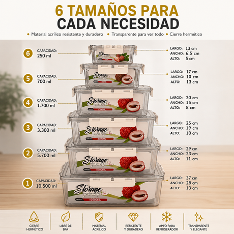 CONTENEDORES X6 PARA NEVERA