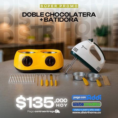 COMBO BATIDORA + CHOCOLATERA DOBLE