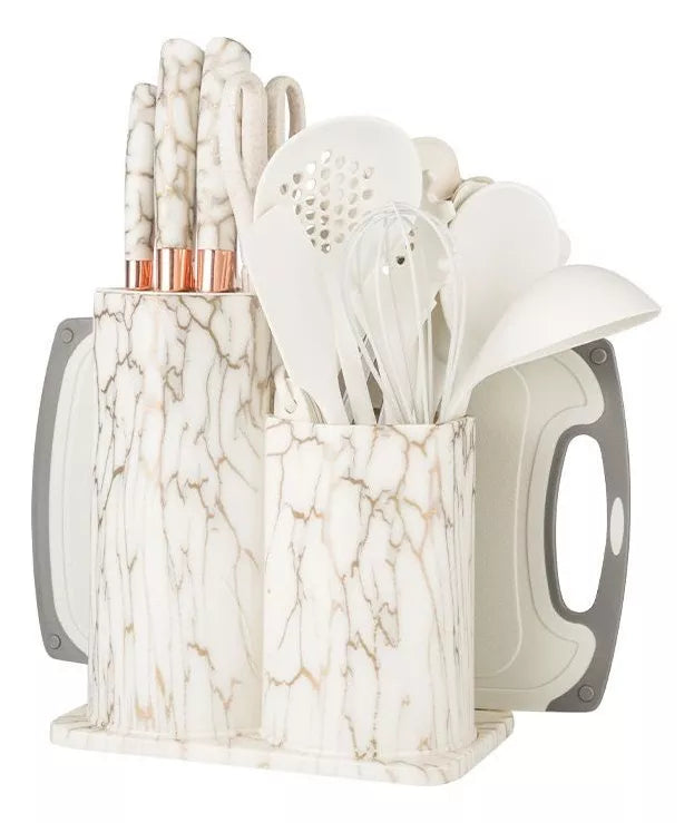 UTENSILIOS DE COCINA 25 PIEZAS MARMOL
