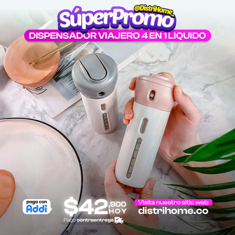 Dispensador de Shampoo 4 en 1 Viaje Hogar