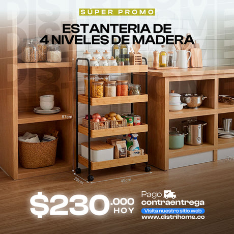 CARRITO DE MADERA 4 NIVELES