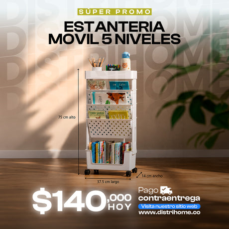 CARRITO ORGANIZADOR UTILES Y LIBROS 5 NIVELES