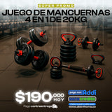 JUEGO DE MANCUERNAS 4 EN 1 DE 20 KG