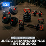 JUEGO DE MANCUERNAS 4 EN 1 DE 20 KG