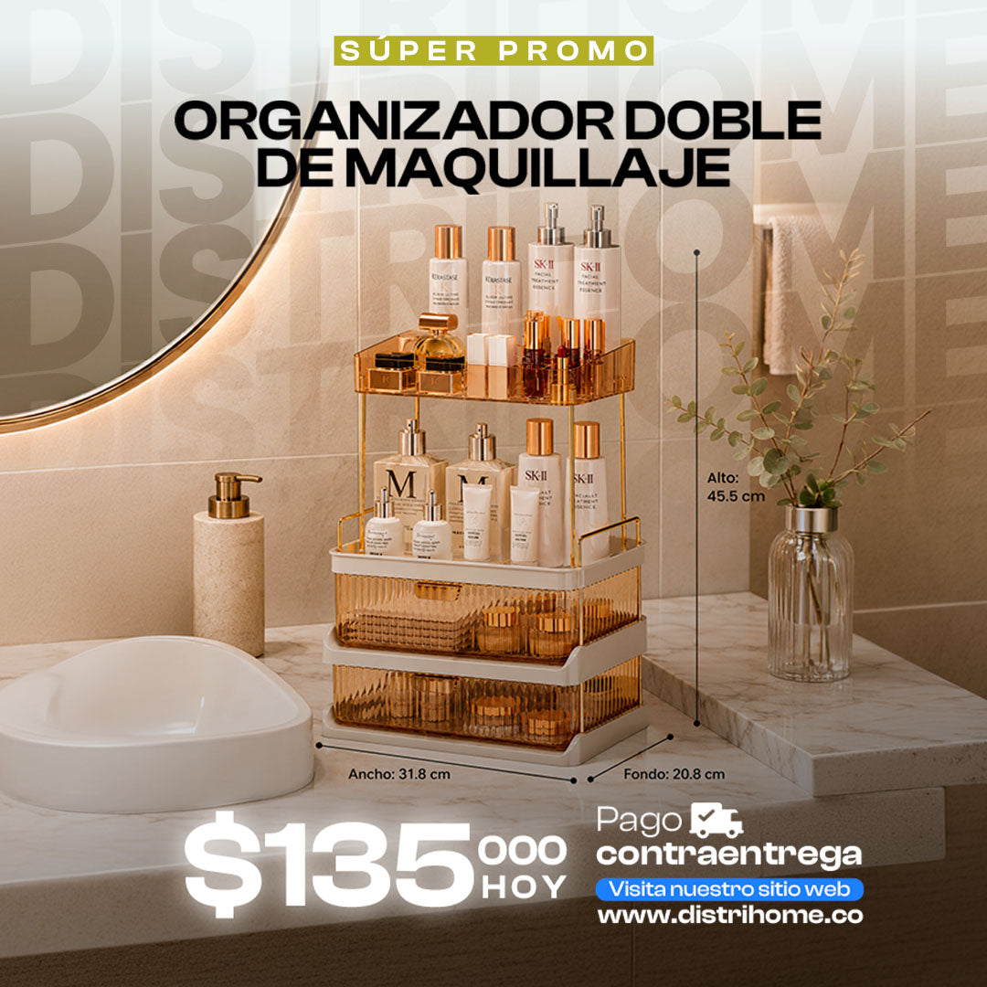 ORGANIZADOR DE MAQUILLAJE DOBLE